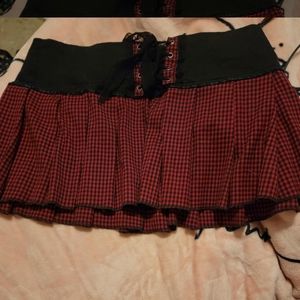 Vintage tripp nyc red and black gingham mini skirt
